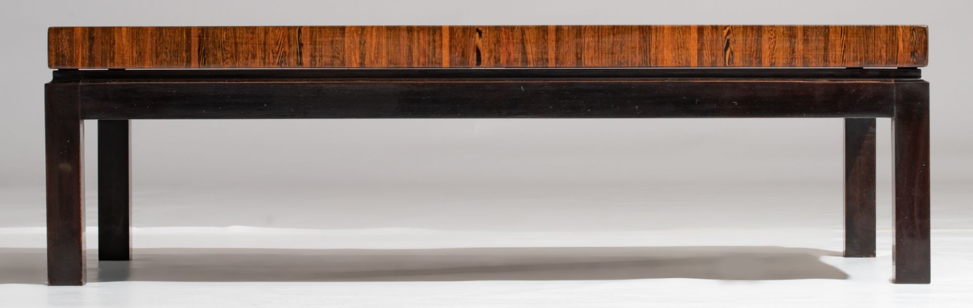A wenge coffee table, designed by Jules Wabbes, Mobilier Universel, H 36,5 - W 123 - D 78 cm - Image 3 of 15