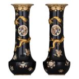 (BIDDING ONLY ON CARLOBONTE.BE) A rare pair of Japanese Satsuma trumpet-shaped 'Dragon' vases, Meiji