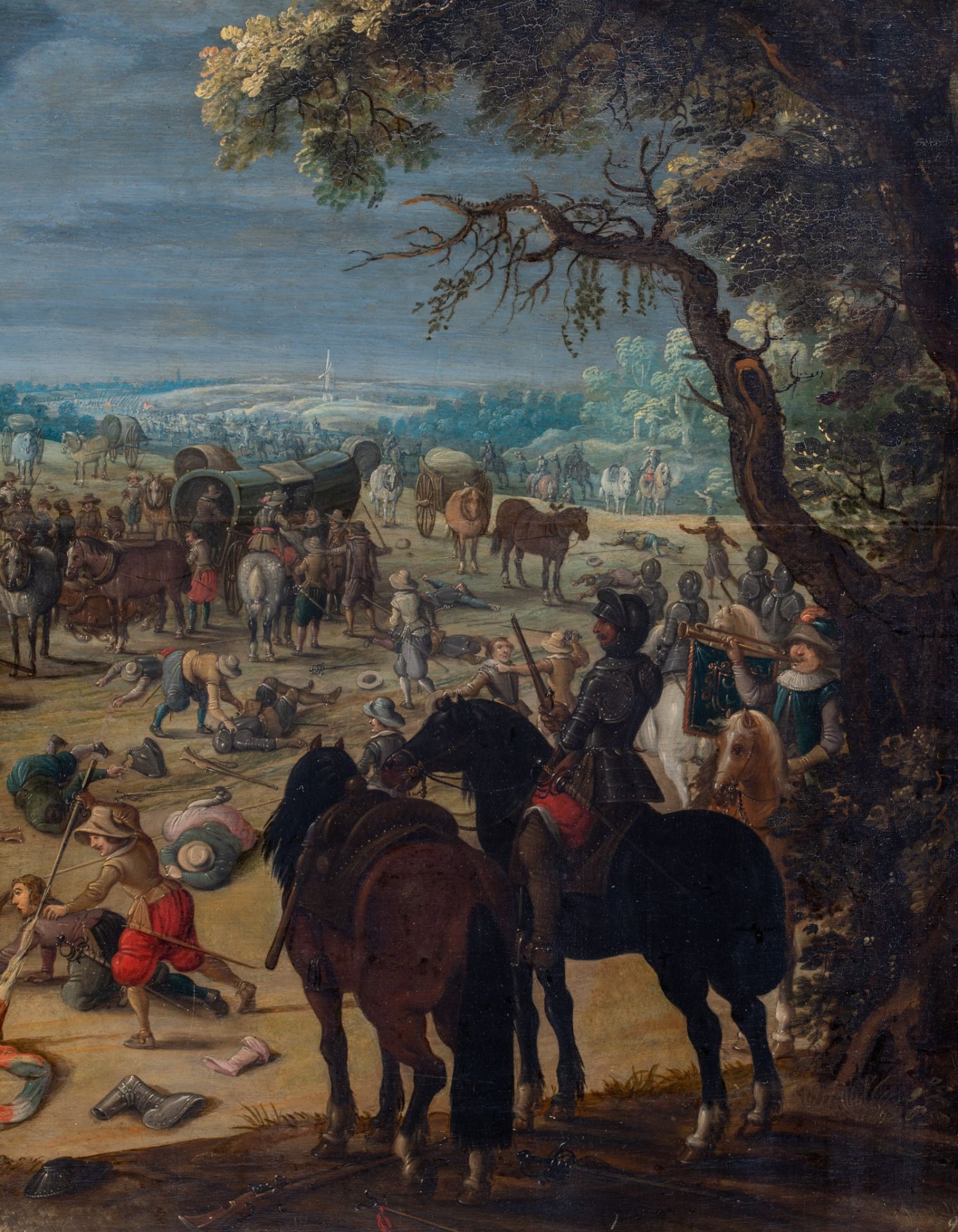 Attributed to Sebastian Vrancx (1573-1647), the pillage after the battle, early 17thC, oil on an oak - Bild 7 aus 8
