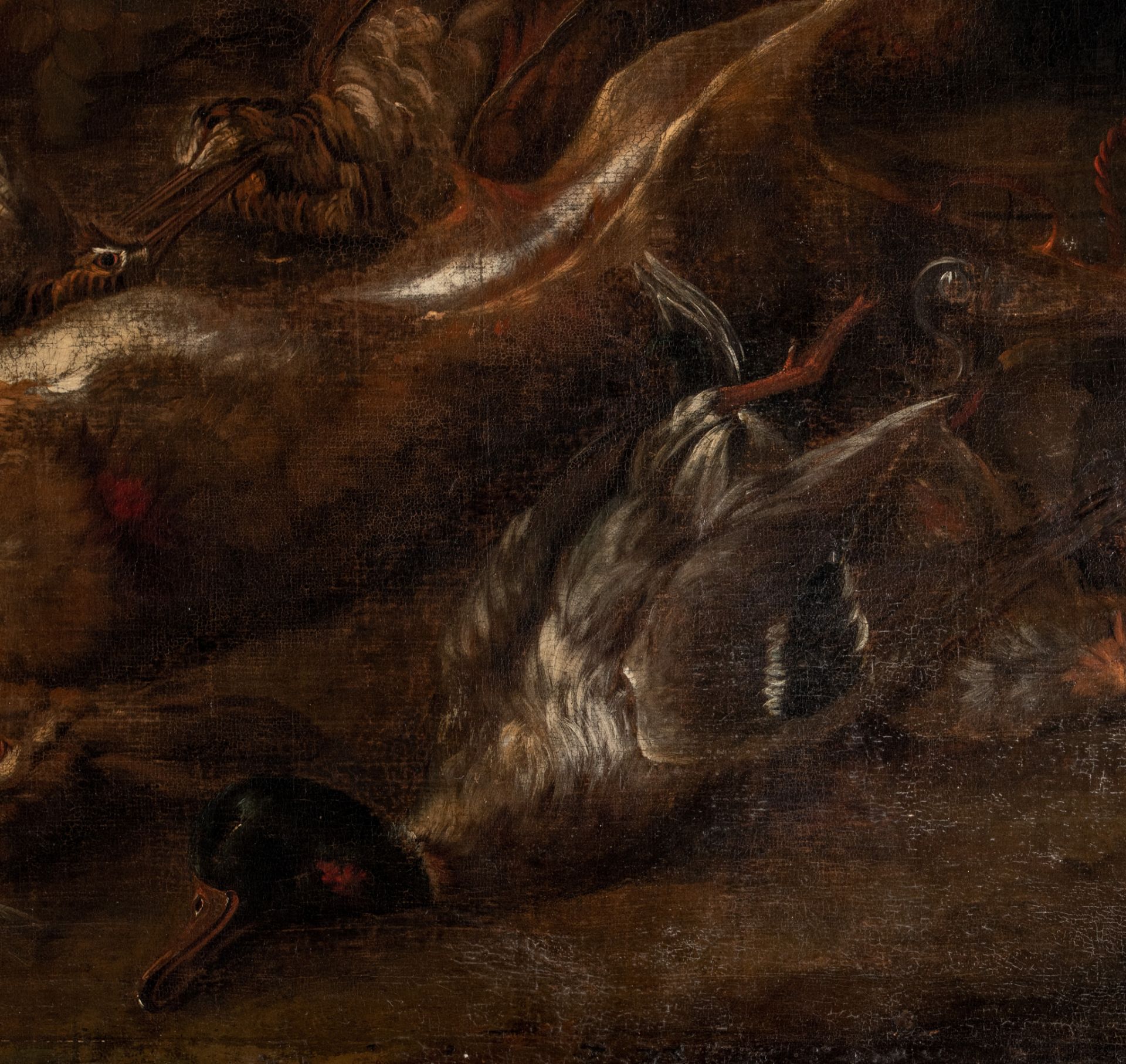 Frans Snyders (1579-1657), hunting still life with poultry and a hare, 17thC, 89 x 128 cm - Image 6 of 6