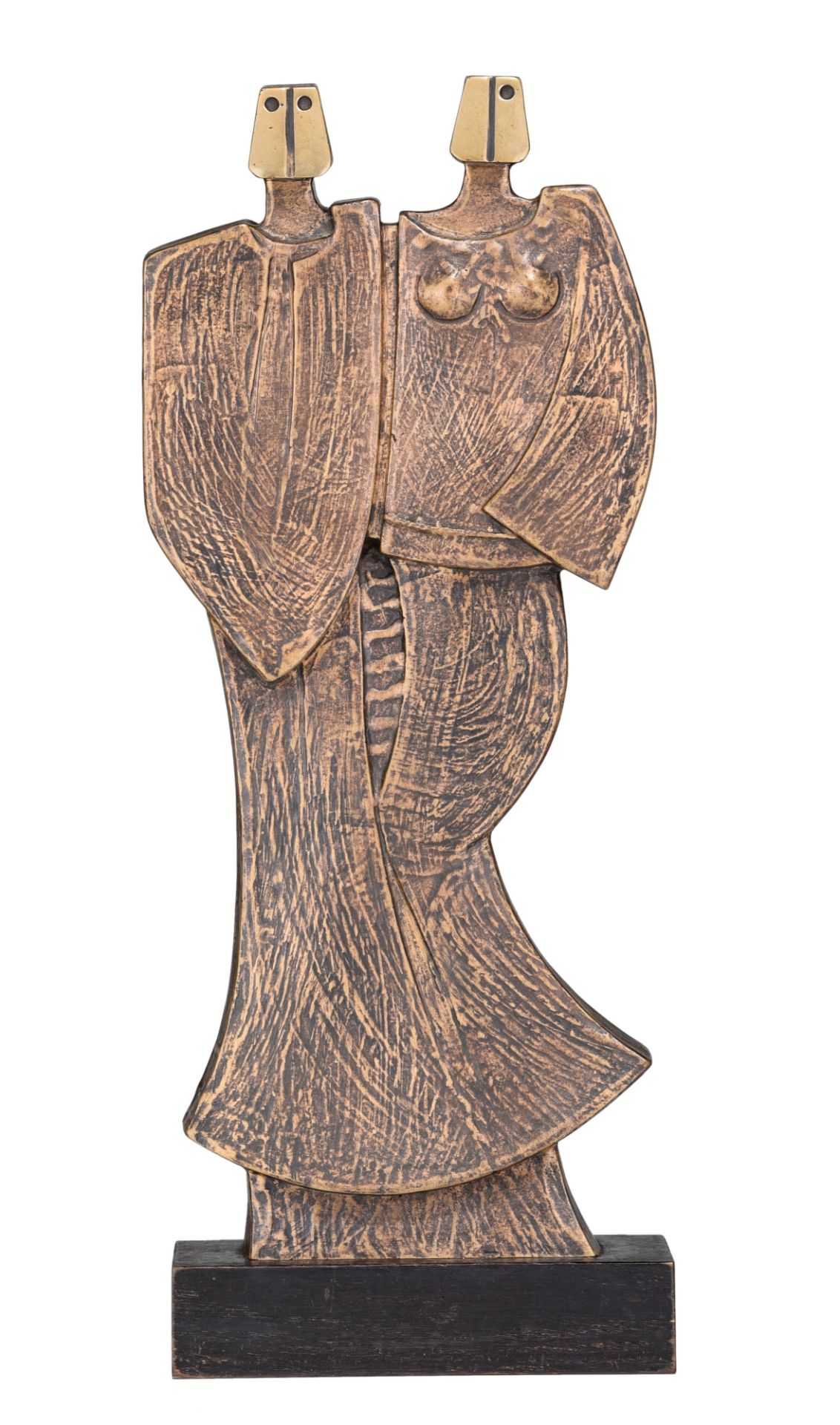 Hubert Minnebo (1940), untitled, N∞ 0/0, patinated bronze on a wooden base, H 40 - 44 cm (without -