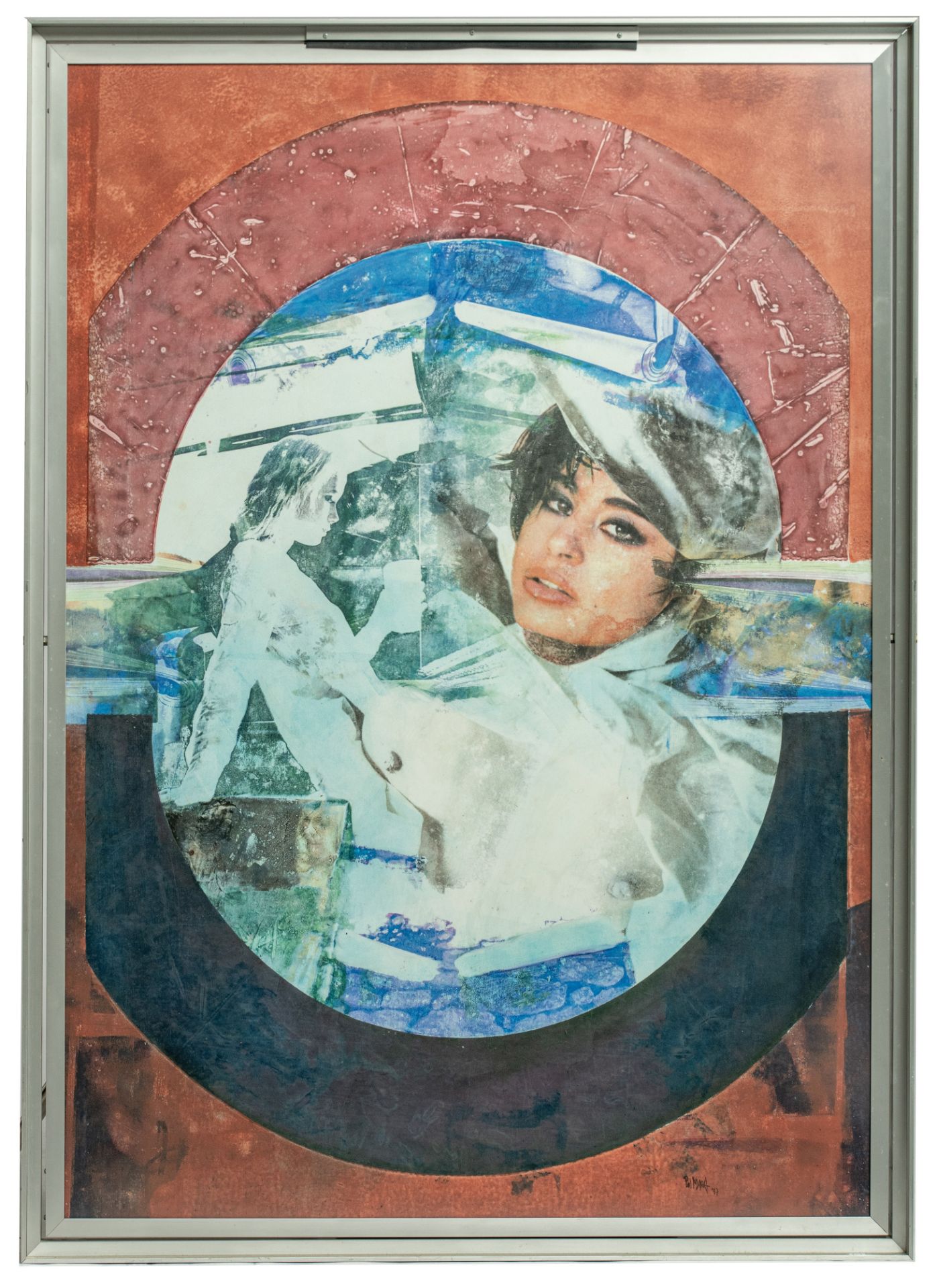 Pol Mara (1920-1998), 'Viewing possibilities', watercolour and crayon on silk on cardboard, recto-ve - Image 3 of 4