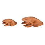 Two Deru Germany leather frogs, H 4 - 6 cm