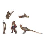 An interesting collection of cold-painted Viennese bronze figurines, ca. 1900, H 3,5 - 8,7 cm