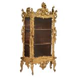 A richly carved and giltwood Venetian Rococo style display cabinet, H 212 - W 92 - D 47 cm