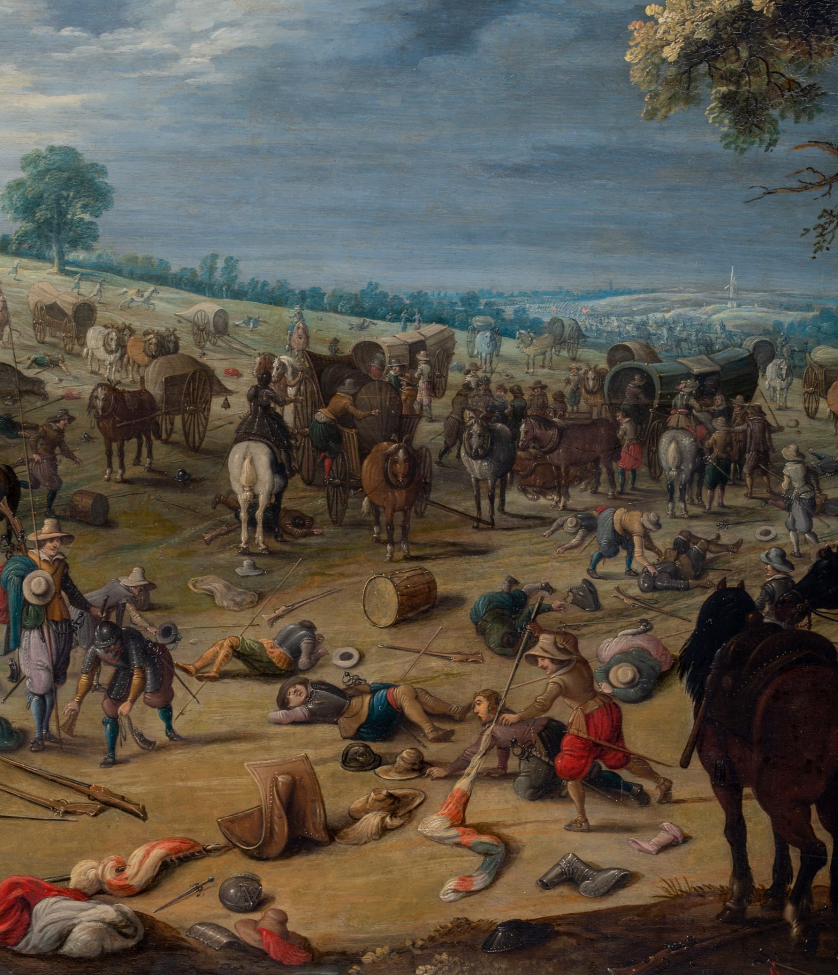 Attributed to Sebastian Vrancx (1573-1647), the pillage after the battle, early 17thC, oil on an oak - Bild 8 aus 8