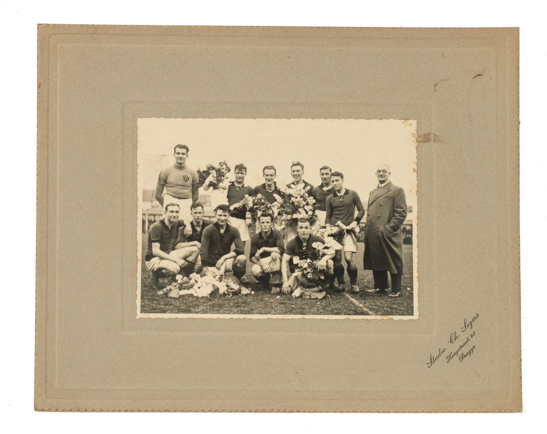 A Collection of blak and white photographs representing the history of Cercle Brugge football team d - Bild 2 aus 7