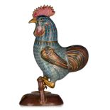 A Chinese cloisonne enamelled bronze work of a cockerel, 19thC, H 43,5 cm