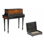 An exceptional Belle Epoque rosewood and burr cylinder musical box on a matching stand, H 101 - W 94