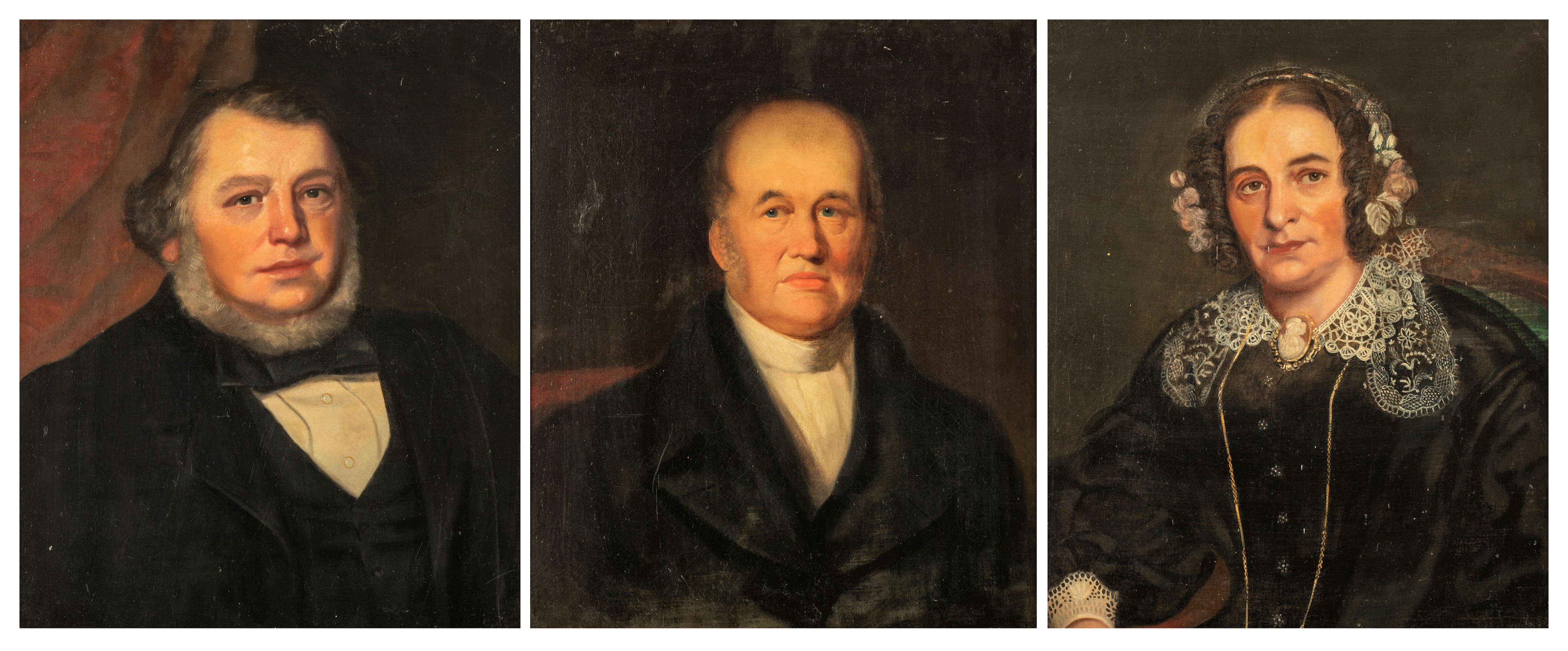 (BIDDING ONLY ON CARLOBONTE.BE) Three 19thC family portraits, 51 x 61 cm