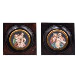 (BIDDING ONLY ON CARLOBONTE.BE) A pair of miniatures after lithographs by Louis Leopold Boilly (1761