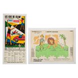 (BIDDING ONLY ON CARLOBONTE.BE) Two vintage posters of Torck and Tintin, 36 x 75,5 - 55 x 74 cm