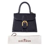 A Delvaux Brillant PM handbag in black Croco, including dustbag, H 18,5 - W 24 - D 14 cm