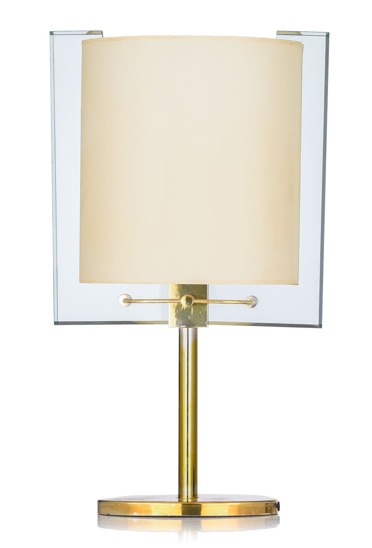 A brass and glass model 2833 design table lamp by Nathalie Grenon for Fontana Arte, Italy, H 61 cm