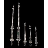 A collection of 5 Russian Judaica silver ritual Torah pointers or Yads, 84 zolotniki (875/000), H 14