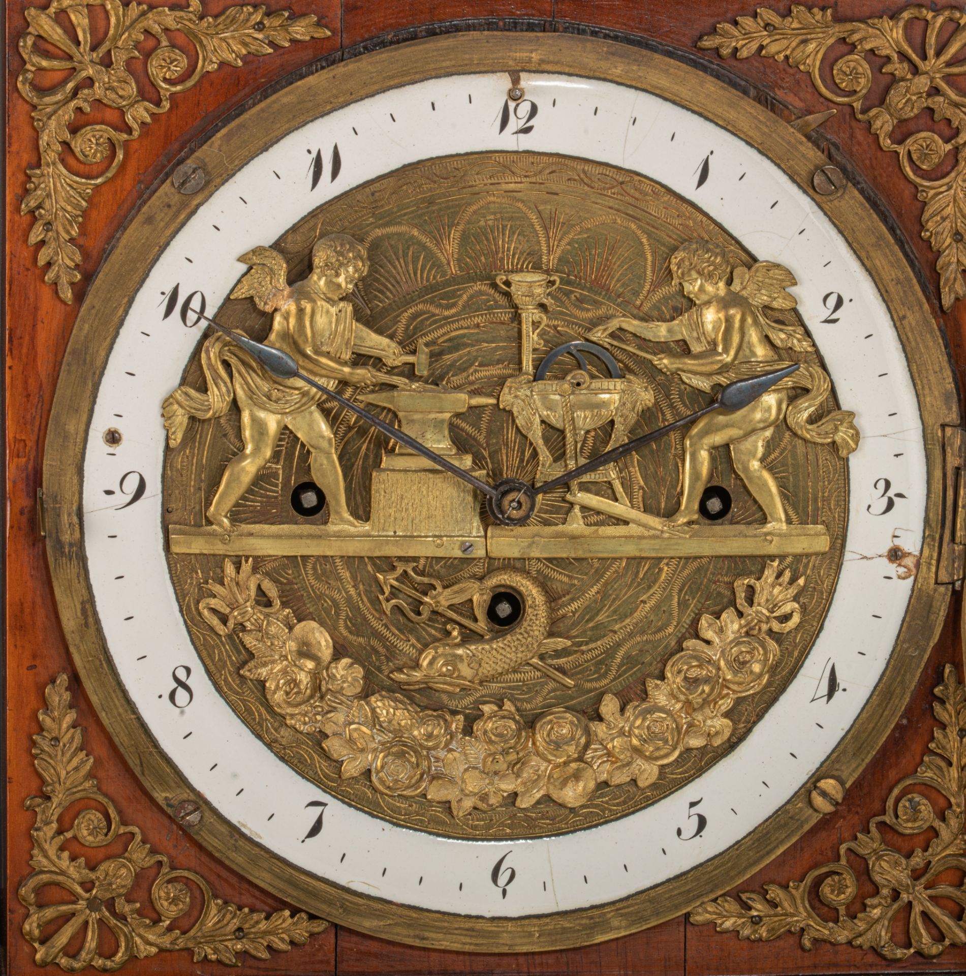 A Viennese Biedermeier automaton mantle clock, early 19thC, H 64 - W 37 cm - Image 9 of 10