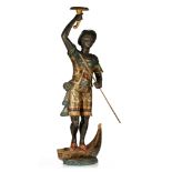 (BIDDING ONLY ON CARLOBONTE.BE) A Venetian type polychrome and gilt decorated blackamoor gondolier f