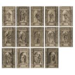 A series of 14 full-length portraits of German emperors, engravings, 1603, Augsburg, 292 x 424 mm