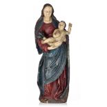 A polychrome painted sculpture of the Madonna and Child, Italy or South France, 17thC, H 102 cm