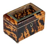 (BIDDING ONLY ON CARLOBONTE.BE) An English tortoiseshell tea box, 19thC, H 8,5 - W 12,5 - D 7,5 cm