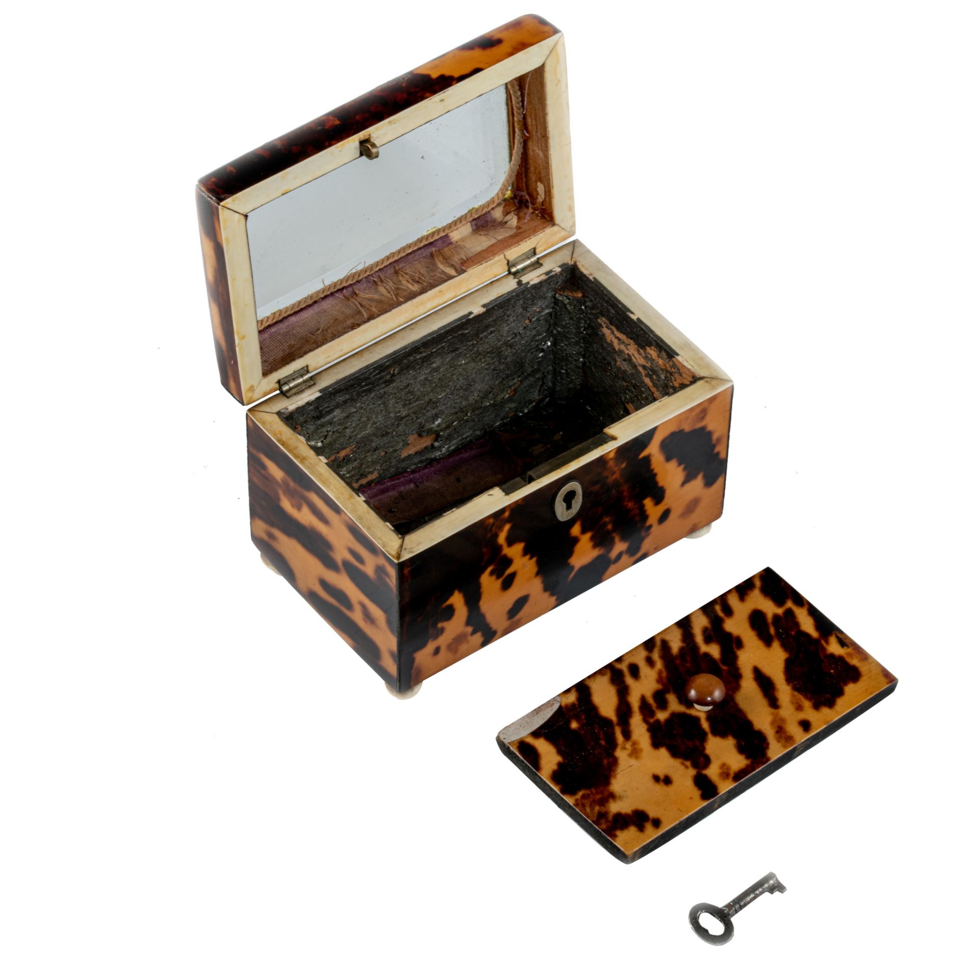 (BIDDING ONLY ON CARLOBONTE.BE) An English tortoiseshell tea box, 19thC, H 8,5 - W 12,5 - D 7,5 cm - Bild 7 aus 8