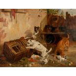 Richard Ansdell (1815-1885), dogs looting the rabbit hutch, 1837, oil on canvas, 80 x 108 cm