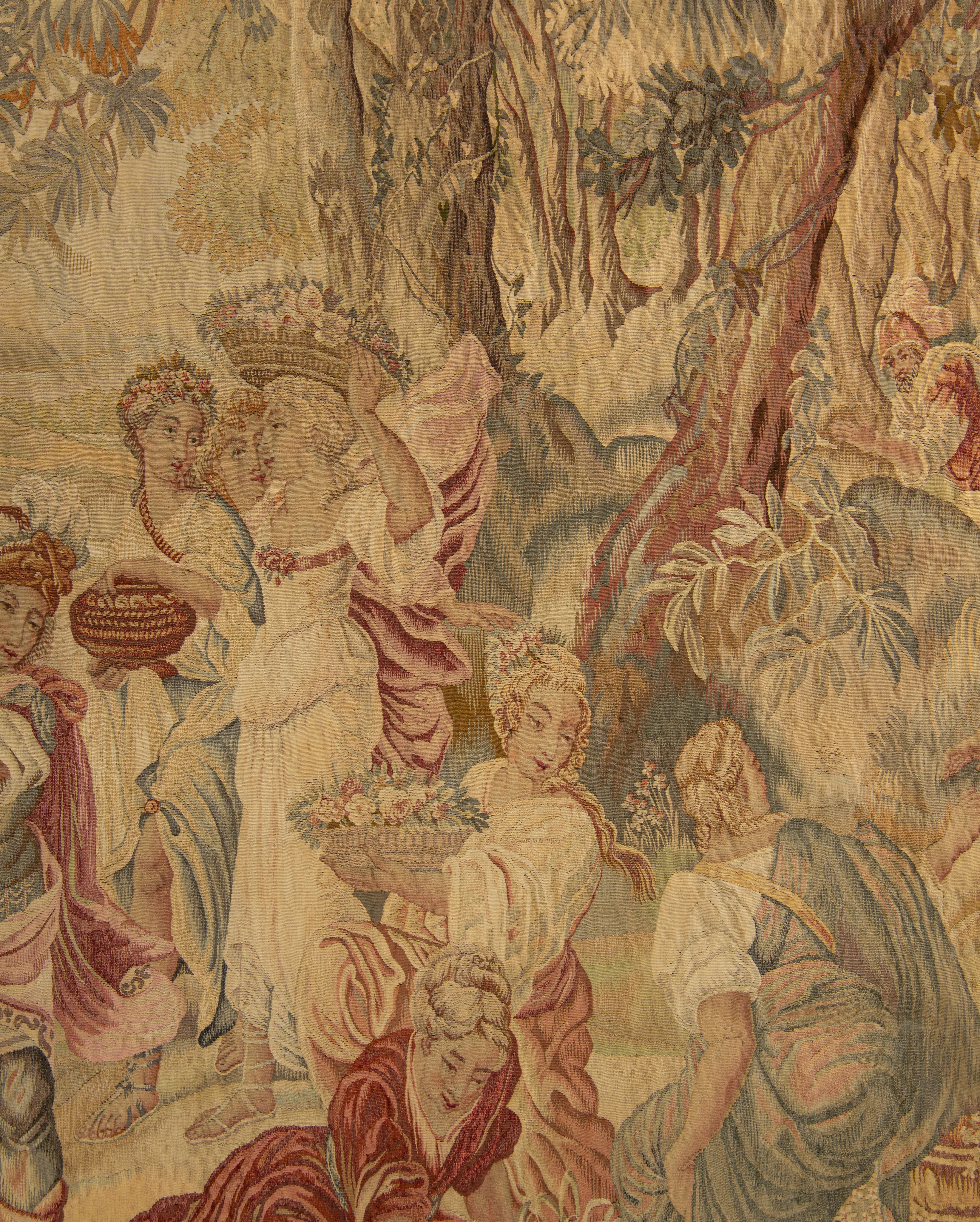 A 19thC Aubusson tapestry, depicting a flower harvest, 185 x 230 cm - Image 5 of 11