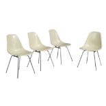 An early í60 set of 4 Eames DSX chairs by Charles & Ray Eames for Herman Miller, H 79 - W 47 cm