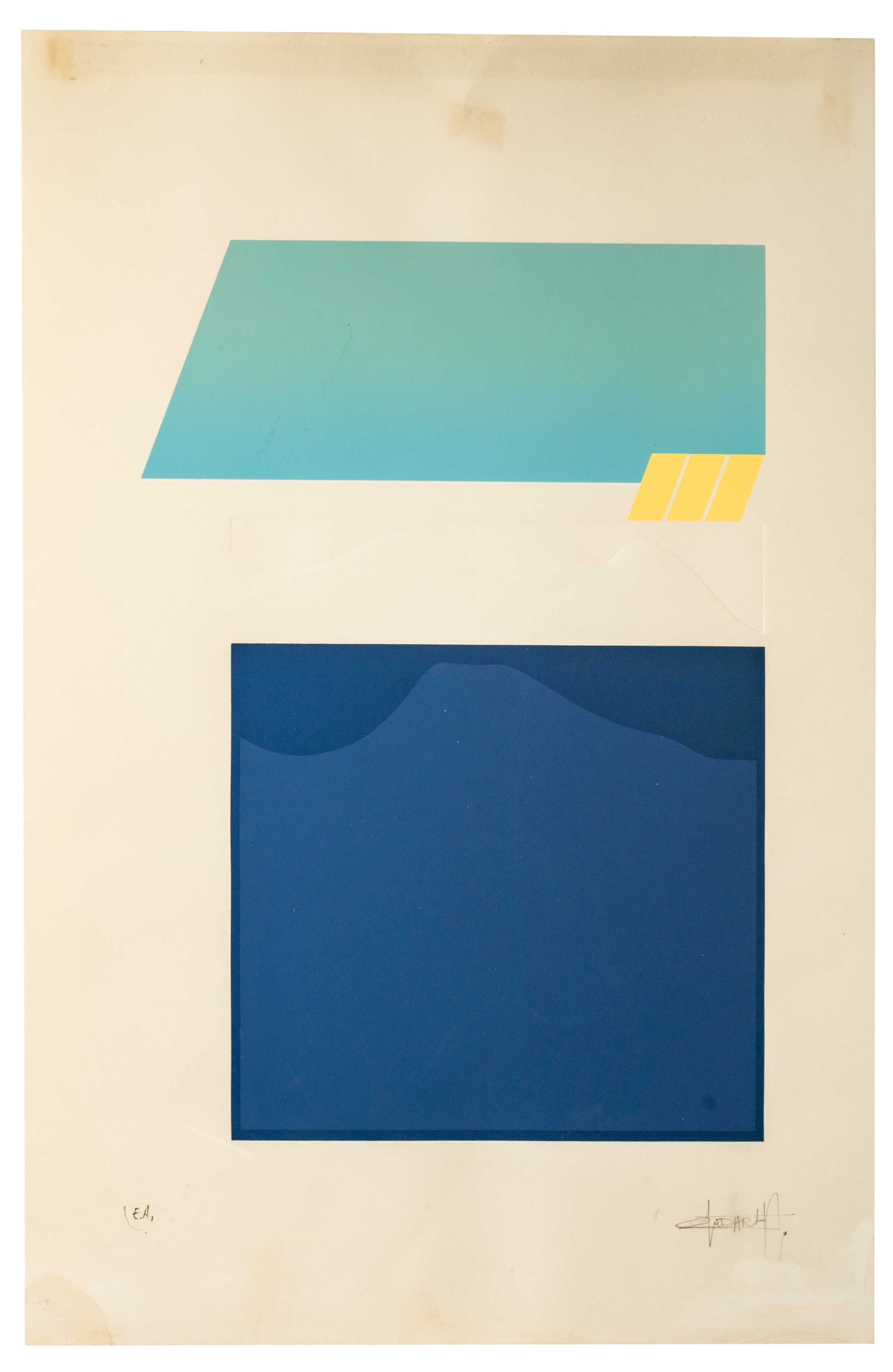 (BIDDING ONLY ON CARLOBONTE.BE) Joe Colombo, abstract geometry, silkscreen on paper, 48 x 63 cm