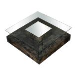 A design coffee table with a faux-skin pattern, H 40 cm x 100 x 100 cm