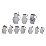 (BIDDING ONLY ON CARLOBONTE.BE) A decorative collection of 10 pewter lidded white pottery jars, Bohe