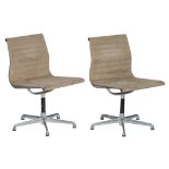 An early pair of AE (Aluminum Eames) chairs by ICF for Herman Miller, H 83 - W 52 cm