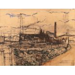 Paul Delvaux (1897-1994), study of a train station, watercolour on paper, 1931, 45 x 59cm