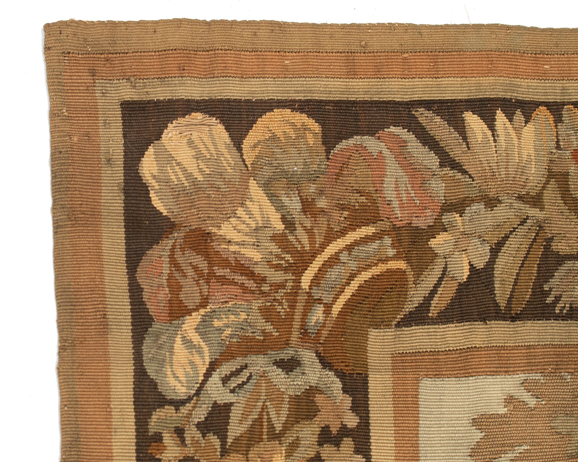 A 19thC wall tapestry depicting a heron and a duck in a landscape, 269 x 329 cm - Image 7 of 8