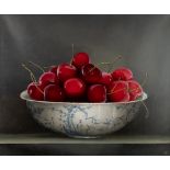 Ignace Bauwens, cherries in a Chinese blossom bowl, oil on panel, 100 x 120 cm