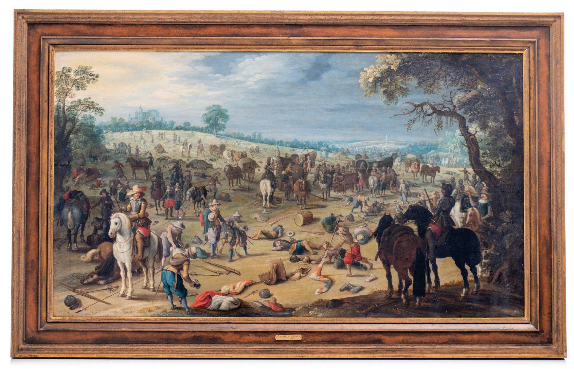 Attributed to Sebastian Vrancx (1573-1647), the pillage after the battle, early 17thC, oil on an oak - Bild 2 aus 8