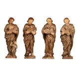 A set of the four polychrome painted wooden Evangelists, 18thC, probably Germany, H 35 cm