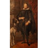 Copy after A. Van Dijck, nobleman with a dog, oilsketch on paper on panel, 25 x 39 cm