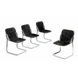 A set of 4 vintage C2 chairs, in the style of the design by Willy Rizzo for Cidue, H 83 - W 52 cm