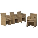 A set of 4 design armchairs by Mario Bellini for Cassina, H 84 - W 57 cm