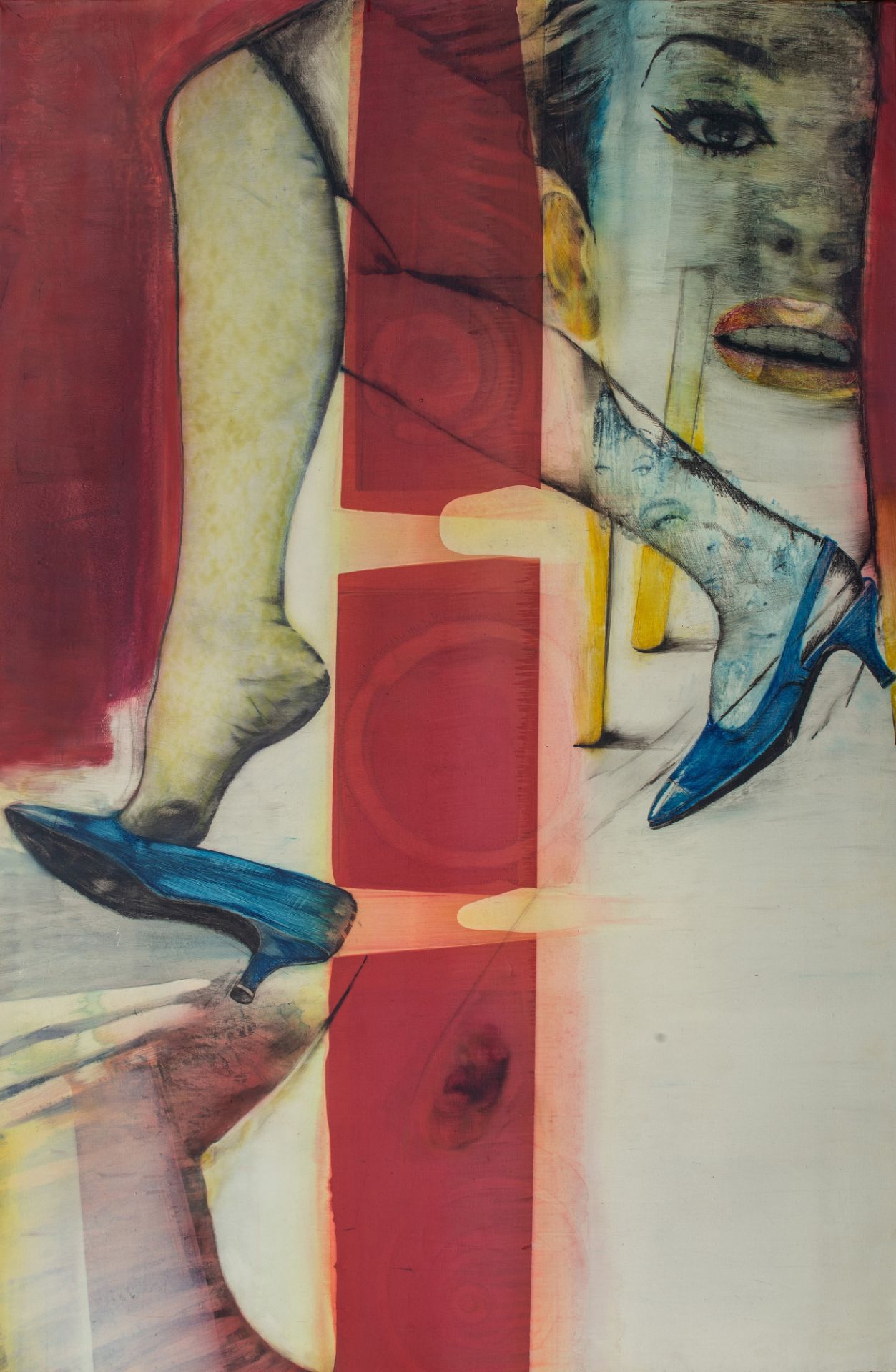 Pol Mara (1920-1998), 'New Shoe', 1965, crayon and oil on canvas, 130 x 195 cm