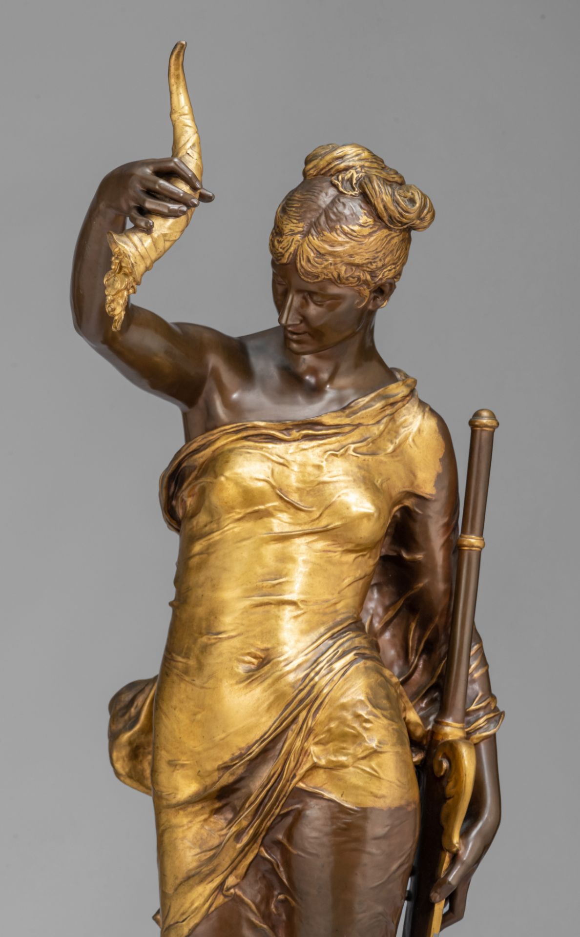 Paul Moreau-Vauthier (1871-1936), 'Fortuna', 1878, gilt and patinated bronze on a matching pedestal, - Image 13 of 14