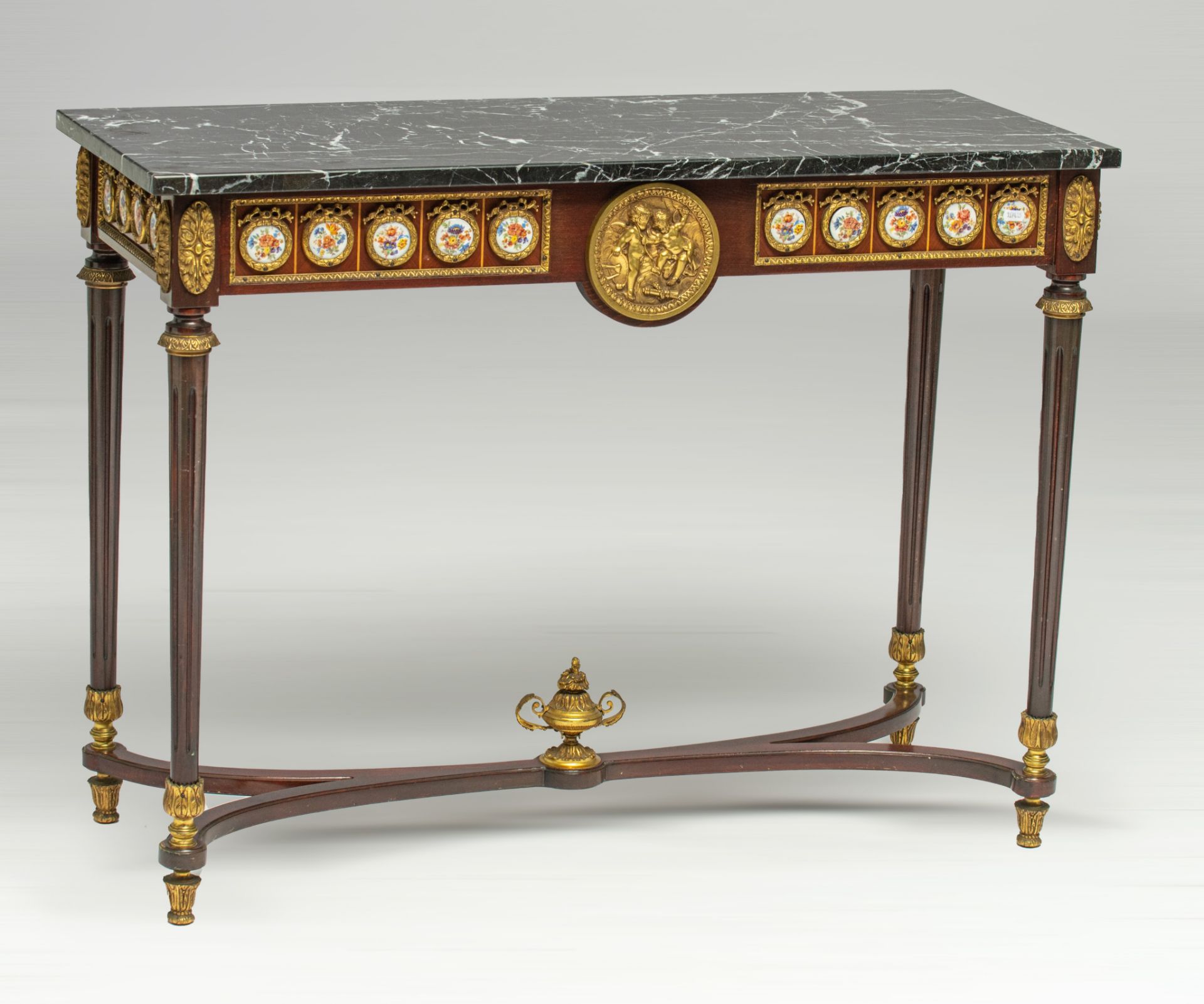 A fine Neoclassical Napoleon III console table, H 81 - W 108 - D 43 cm - Image 2 of 10