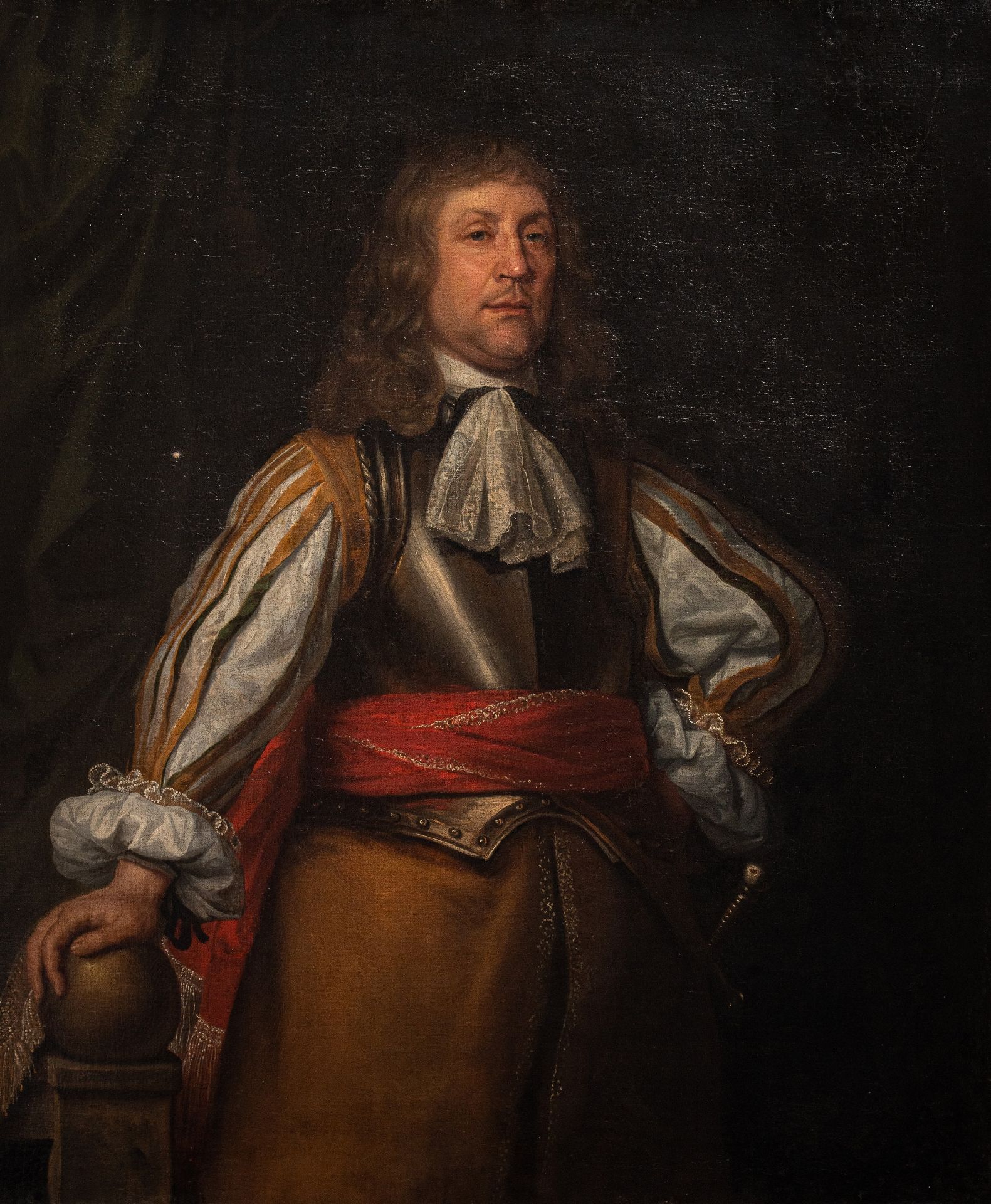 The portrait of an important Dutch (?) nobleman wearing an armour, mid 17thC, oil on canvas, 104 x 1