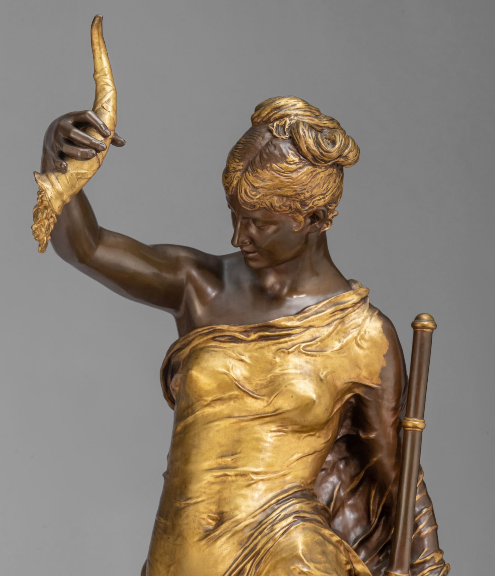Paul Moreau-Vauthier (1871-1936), 'Fortuna', 1878, gilt and patinated bronze on a matching pedestal, - Image 12 of 14