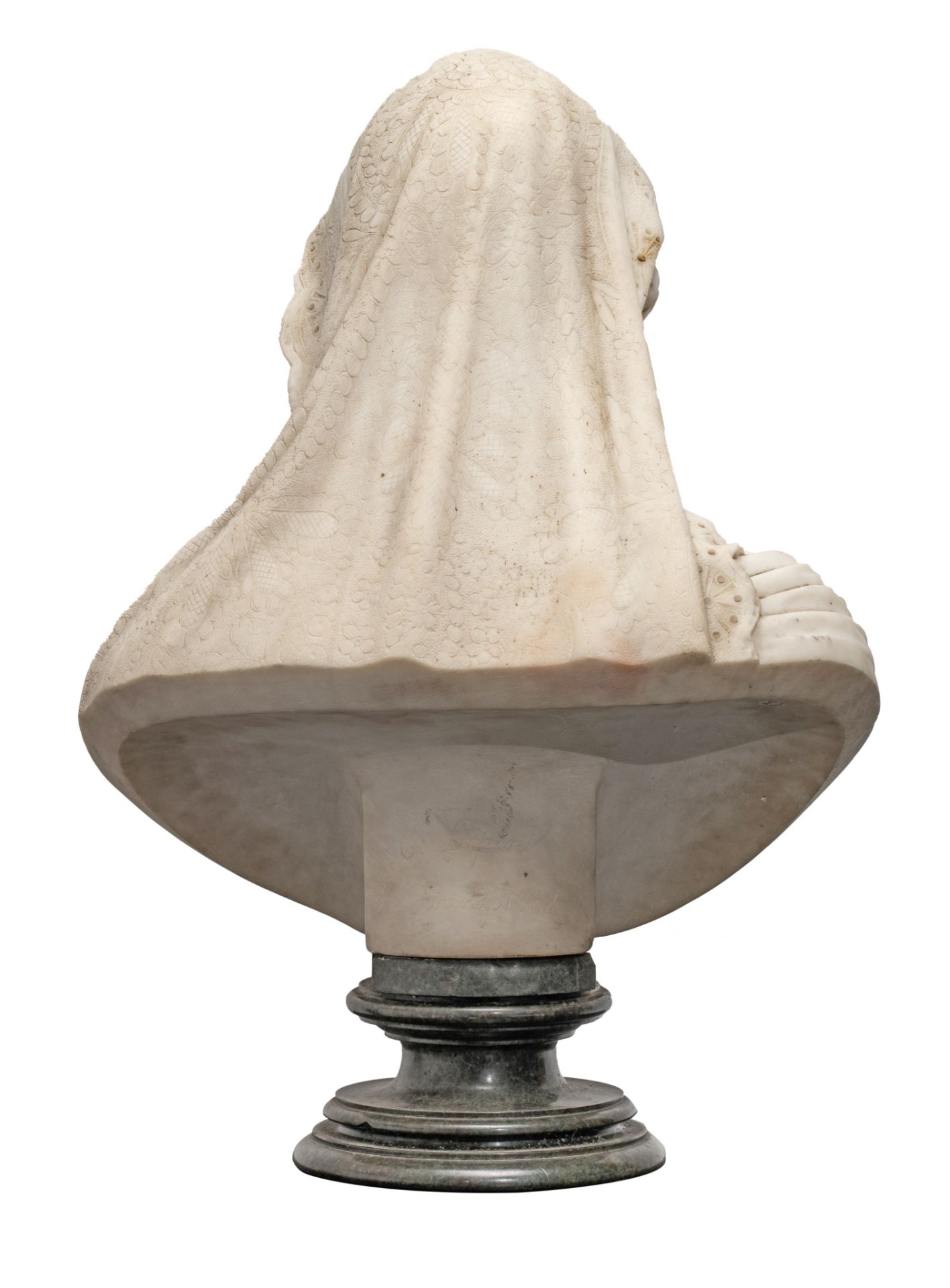 Cesare Lapini (1848 - ca. 1910), 'La belle Italienne', a Carrara marble bust, Firenze, 1888, H 73 cm - Image 5 of 7