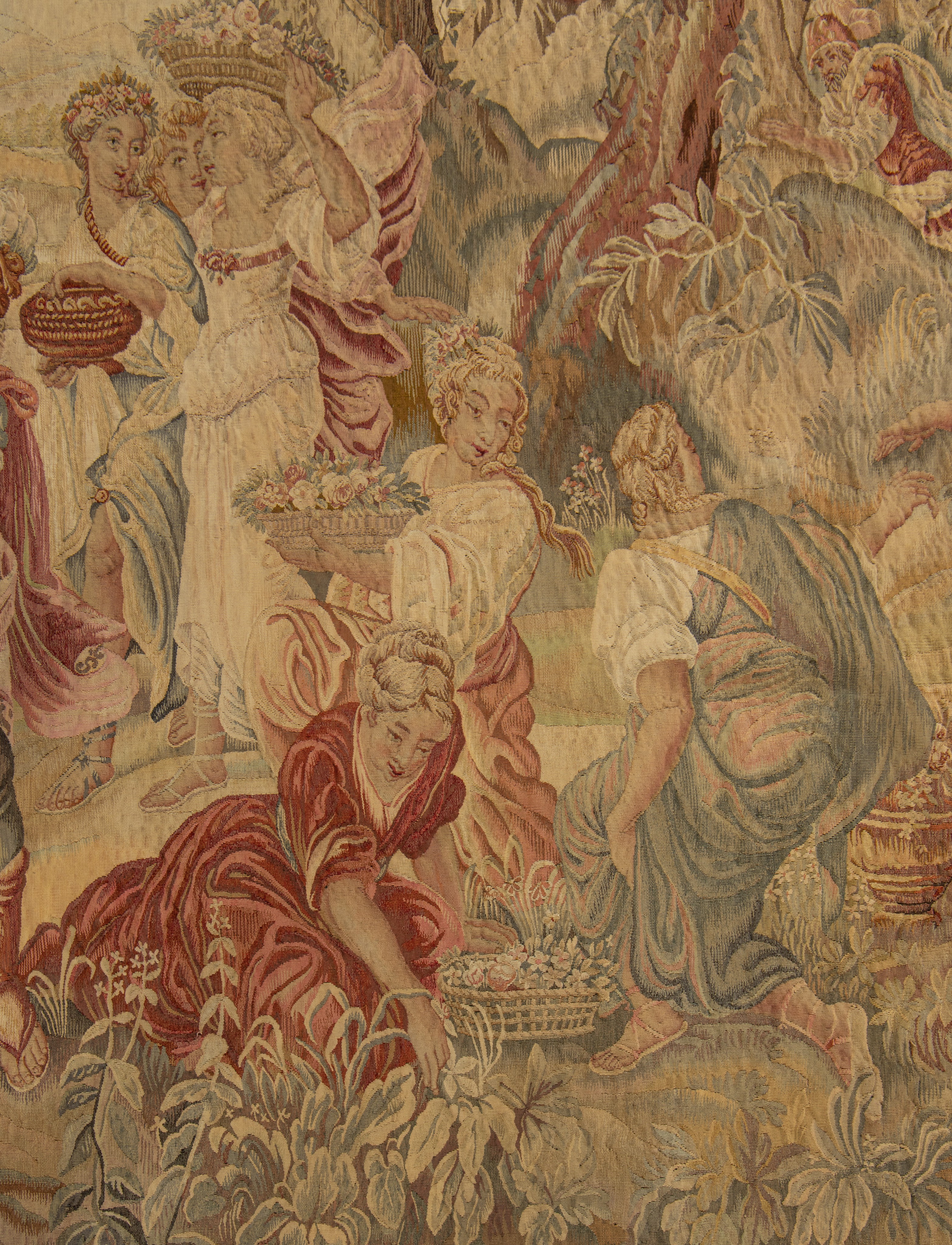 A 19thC Aubusson tapestry, depicting a flower harvest, 185 x 230 cm - Image 6 of 11