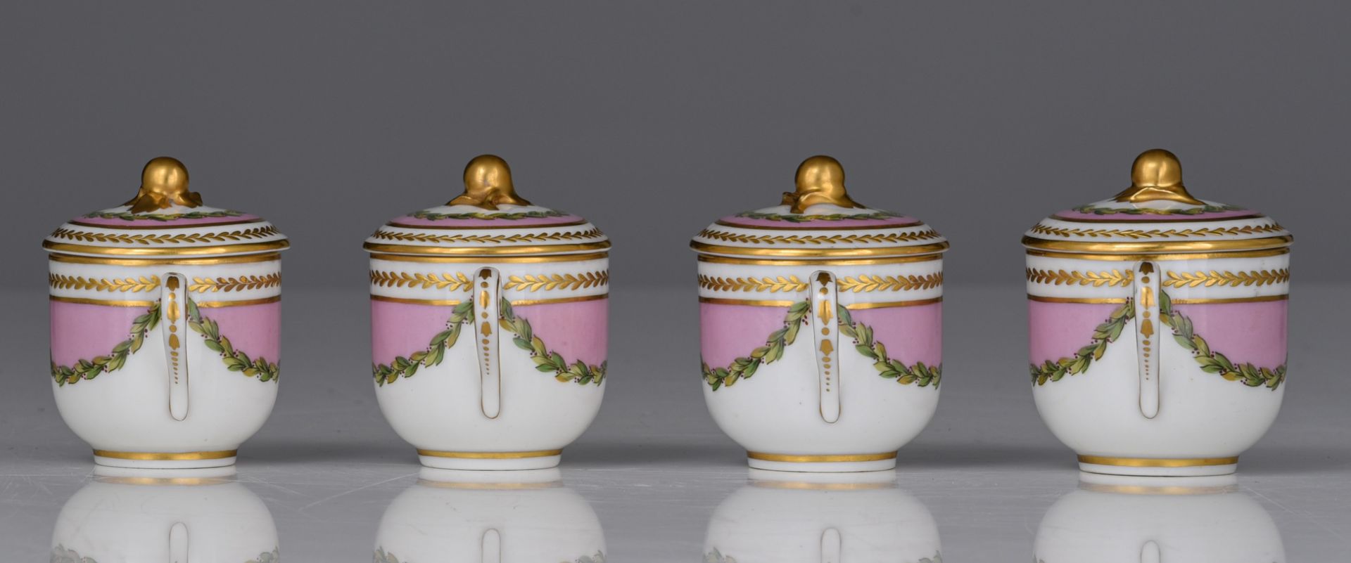 (BIDDING ONLY ON CARLOBONTE.BE) A 12 person Sevres porcelain set of dessert cups on a matching tray, - Image 17 of 18