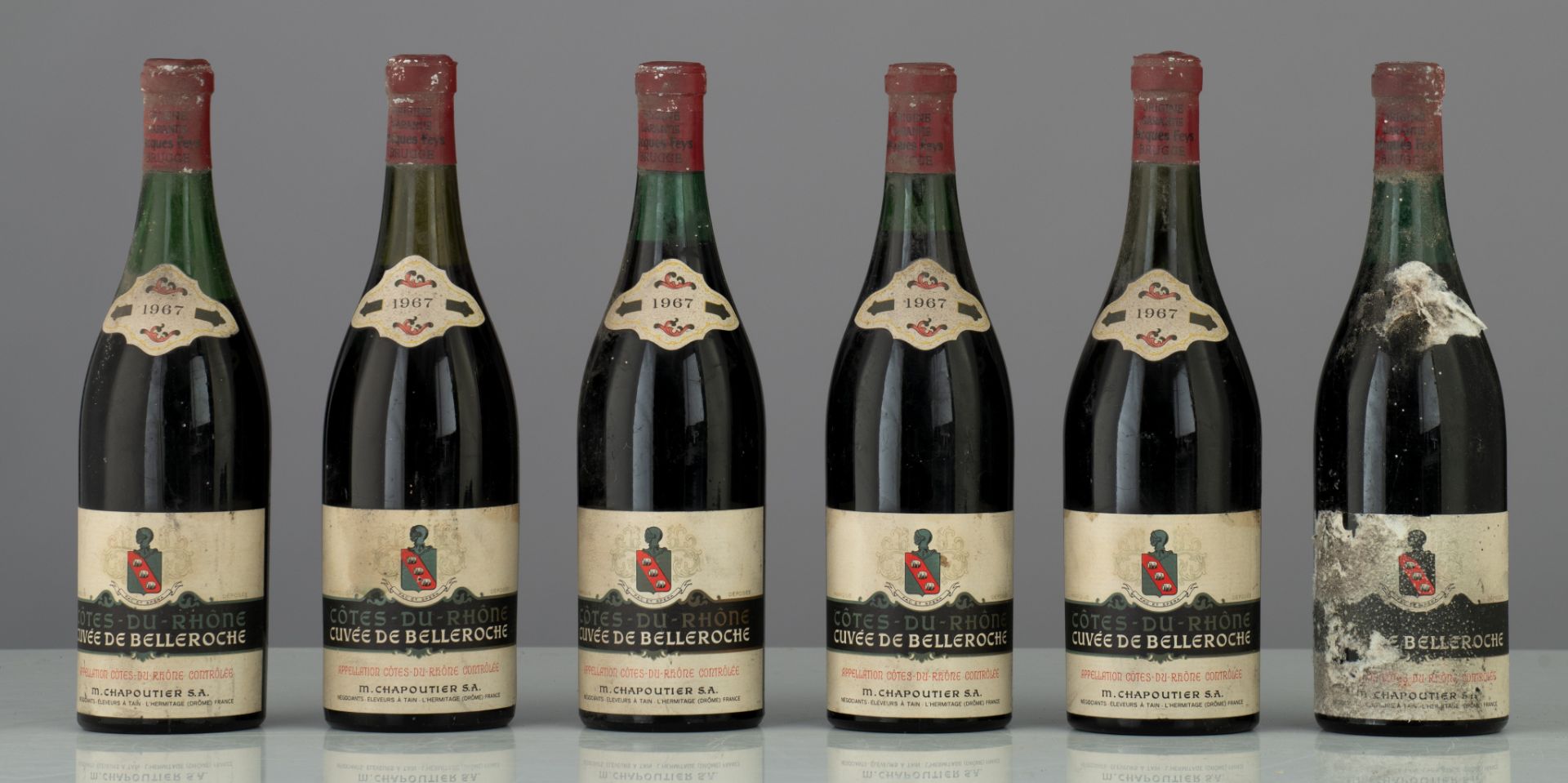 A collection of 14 bottles of CÙtes-du-Rhone, Cuvee de Belleroche, 1967, bottled by Jacques Feys, Br - Image 2 of 6