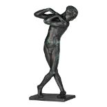 Geo Verbanck (1881-1961), male youth in a dancing pose, bronze, 29,8 x 14,2 x 7,4 cm